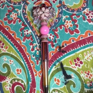 Colorful Beaded Pen with Floral Top